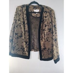 VTG Betsy's Things vintage metallic gold open-front blazer  cardigan jacket